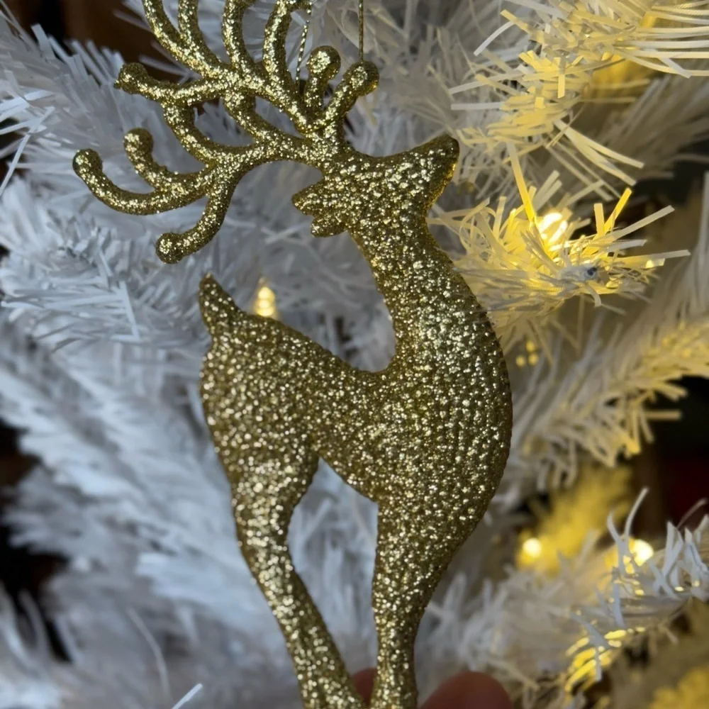 Vintage 1994 Gold Glitter Reindeer Ornament